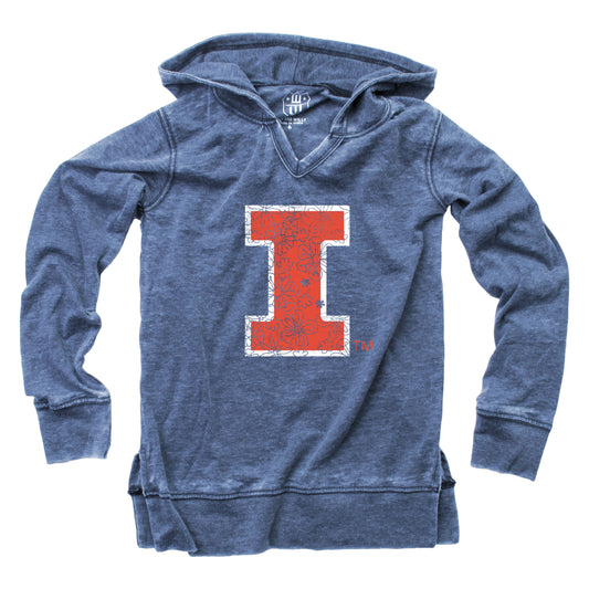 Illinois Fighting Illini Girls VNeck Burnout Hoodie