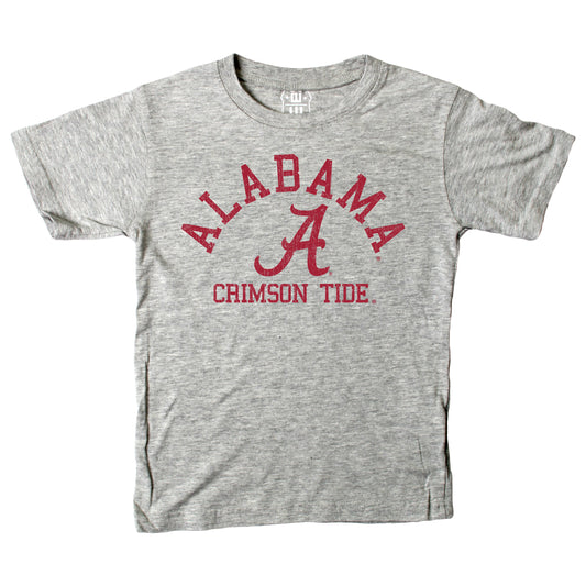 Wes and Willy NCAA Kids S/S Organic Cotton Tee Shirt,Alabama Crimson Tide-Heather