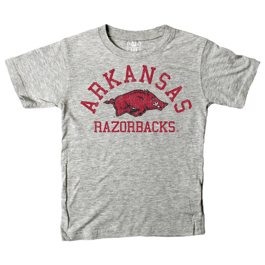 Wes and Willy NCAA Kids S/S Organic Cotton Tee Shirt,Arkansas Razorbacks-Heather