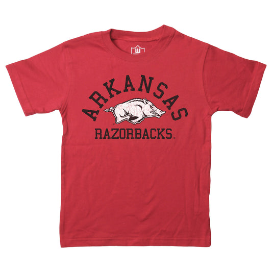 Wes and Willy NCAA Kids S/S Organic Cotton Tee Shirt Arkansas Razorbacks