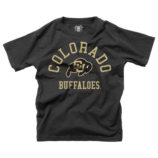 Colorado Buffaloes Wes and Willy NCAA Kids S/S Organic Cotton Tee Shirt - Black