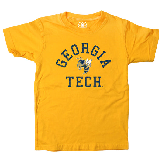 Georgia Tech Yellow Jackets NCAA Kids S/S Organic Cotton Tee Shirt-Bold Gold