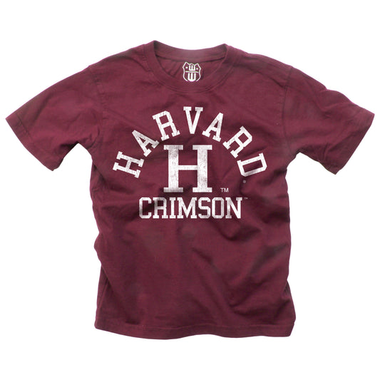 Harvard Crimson Wes and Willy NCAA Kids S/S Organic Cotton Tee Shirt - Maroon