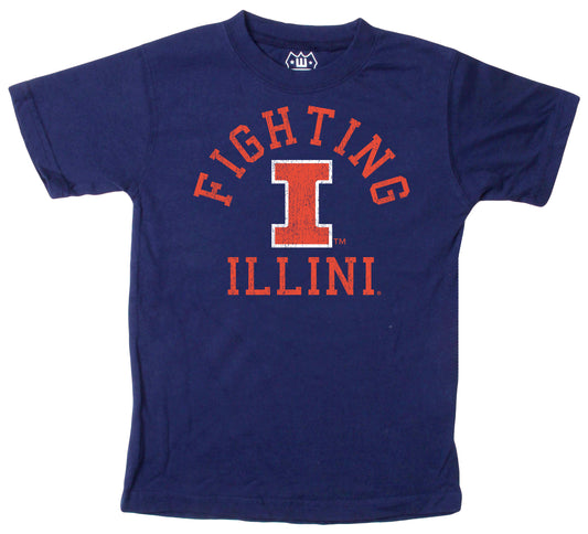 Illinois Fighting Illini NCAA Kids S/S Organic Cotton Tee Shirt-Midnight