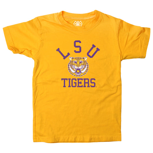 LSU Tigers NCAA Kids S/S Organic Cotton Tee Shirt-Bold Gold