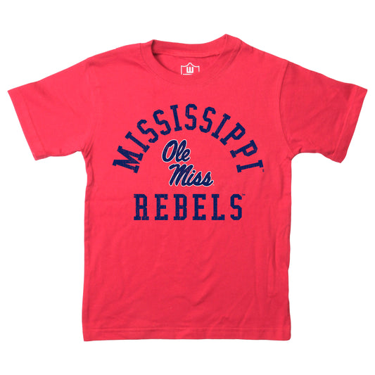 Ole Miss Rebels NCAA Kids S/S Organic Cotton Tee Shirt-Cherry