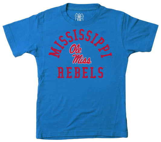 Ole Miss Rebels NCAA Kids S/S Organic Cotton Tee Shirt-UC Blue
