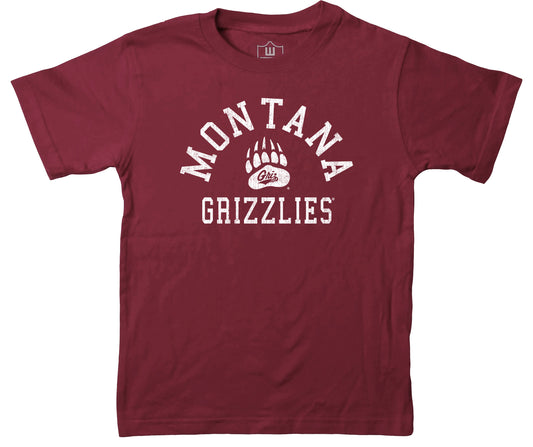 Montana Grizzlies NCAA Kids S/S Organic Cotton Tee Shirt-HAR Maroon