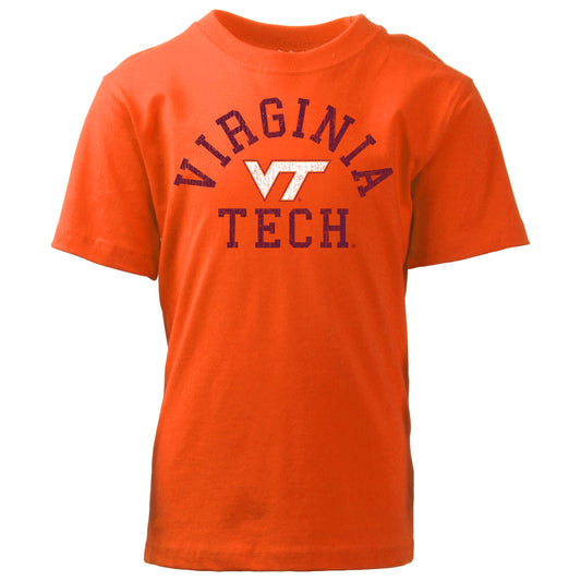 Virginia Tech Hokies NCAA Kids S/S Organic Cotton Tee Shirt-Orange Crush