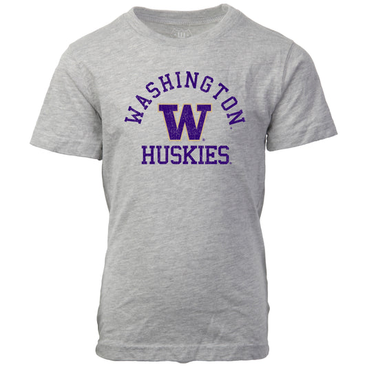 Washington Huskies NCAA Kids S/S Organic Cotton Tee Shirt-Heather