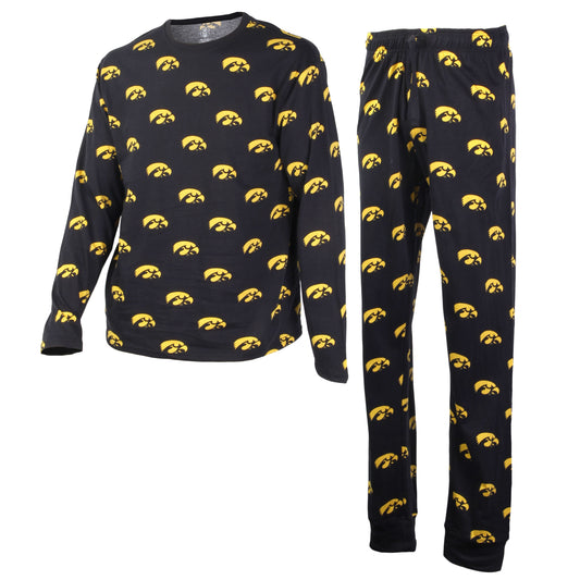 Iowa Hawkeyes Men's All-Over Logo Print LS PJ