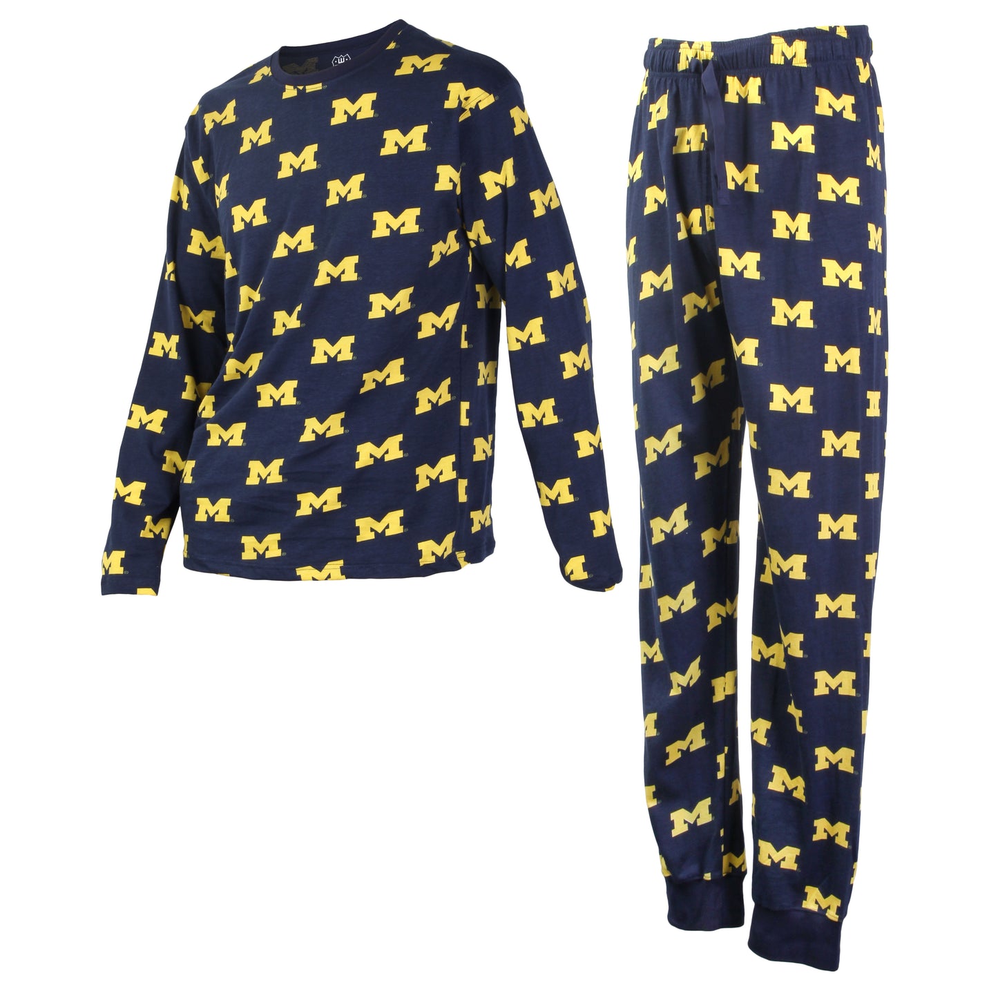 Michigan Wolverines Men's All-Over Logo Print LS PJ