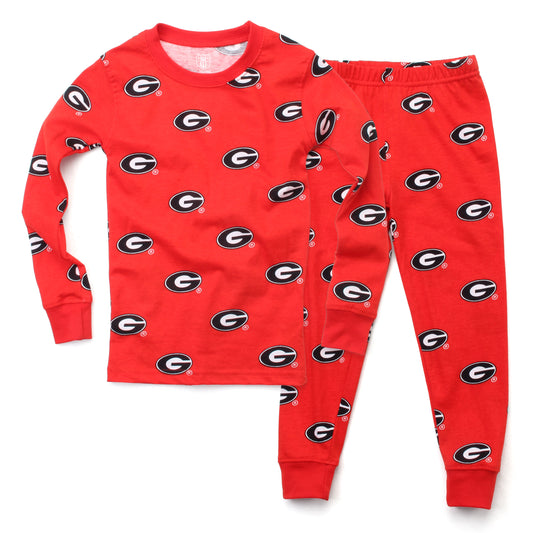 Georgia Bulldogs Youth Allover Print LS Pajama