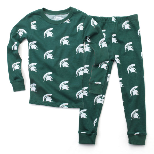 Michigan State Spartans Youth Allover Print LS Pajama