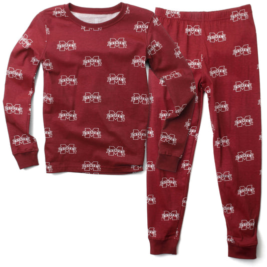 Mississippi State Bulldogs Youth Allover Print LS Pajama