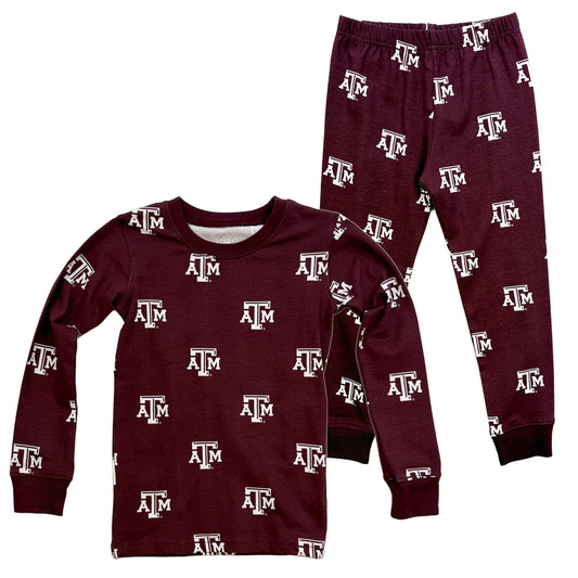 Texas A&M Aggies Youth Allover Print LS Pajama