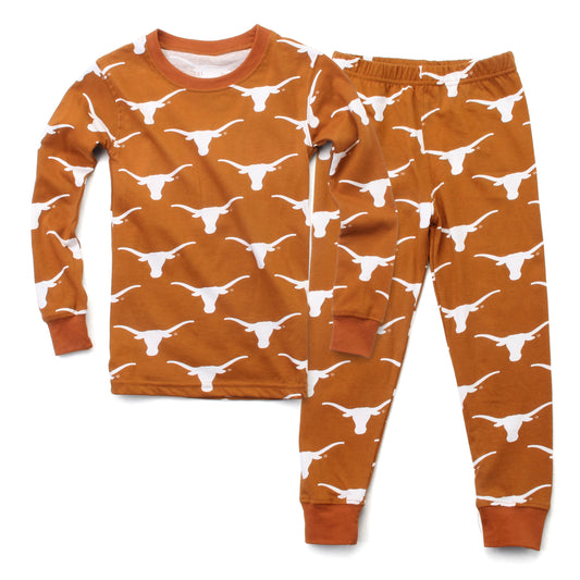 Texas Longhorns Youth Allover Print LS Pajama