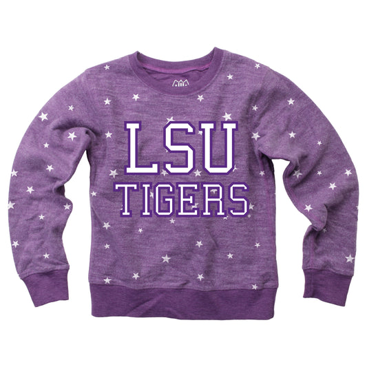 Wes and Willy LSU Tigers Girl's Allover Star Fleece Top