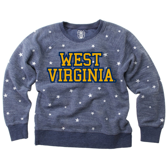 Wes and Willy West Virginia Mountaineers Girl's Allover Star Fleece Top