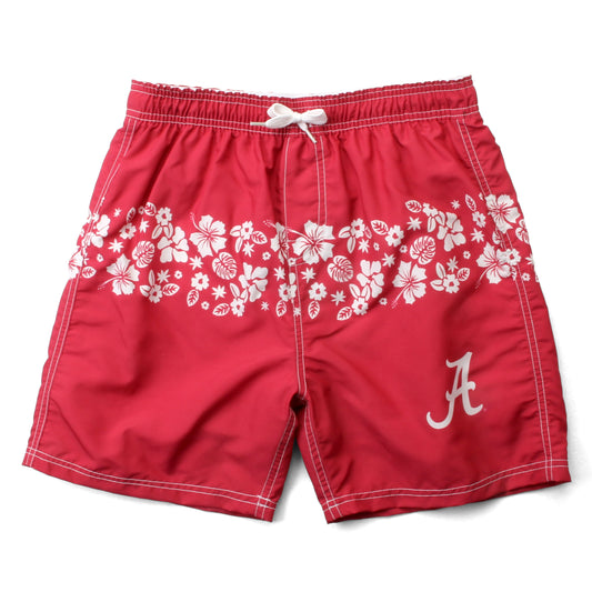 Alabama Crimson Tide Youth Boys Inset Floral Swim Trunk