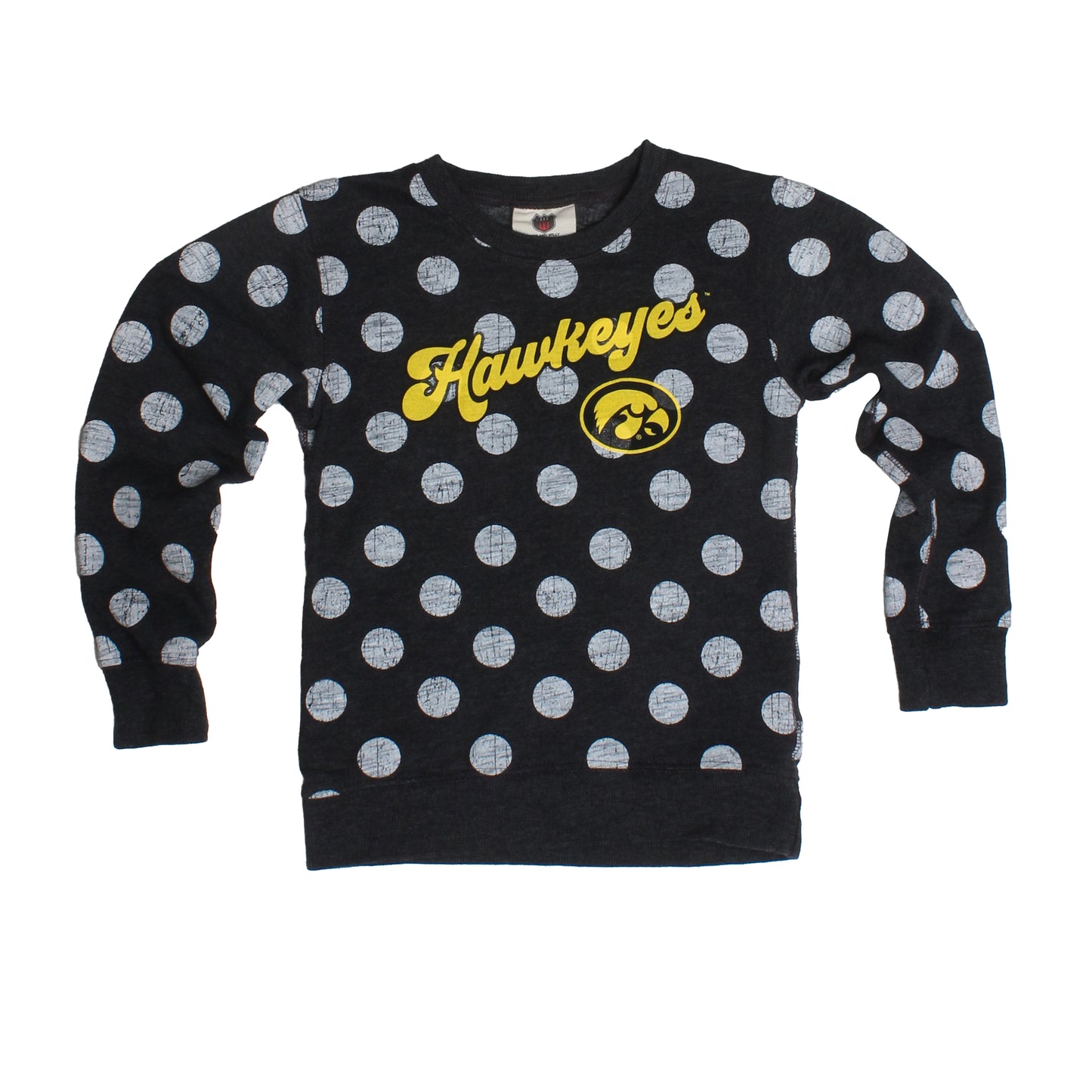 Iowa Hawkeyes Youth Girls Polka Dot Fleece Crew