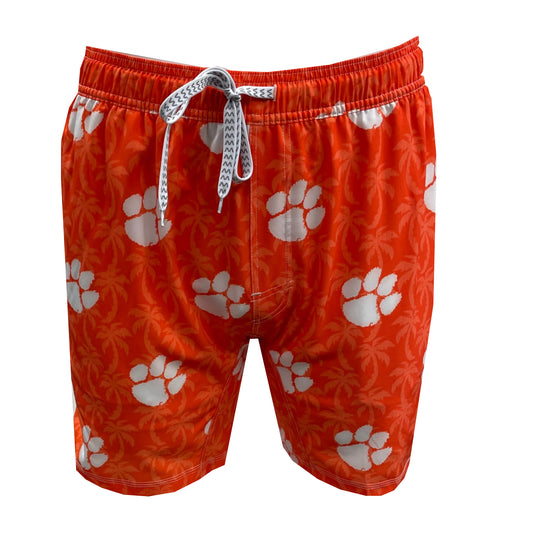 Clemson Tigers Men's Palm Tree Tech Swim Trunks