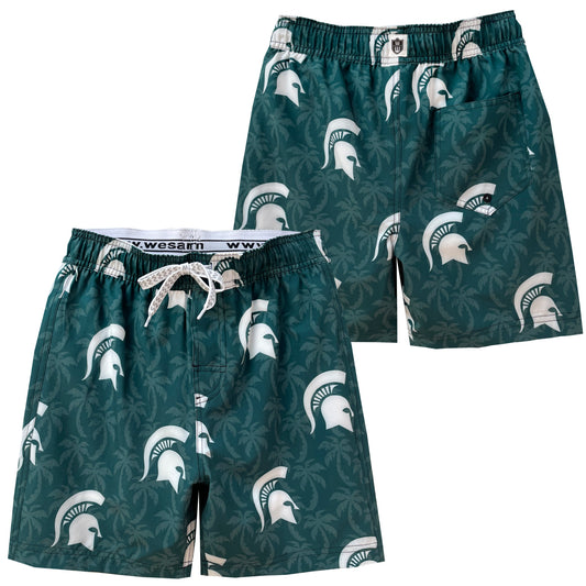 Michigan State Spartans Men's Palm Tree Tech Swim Trunks