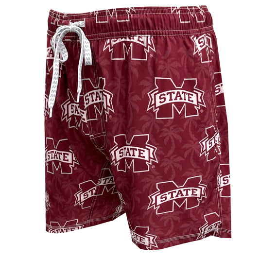 Mississippi State Bulldogs Men's Palm Tree Tech Swim Trunks