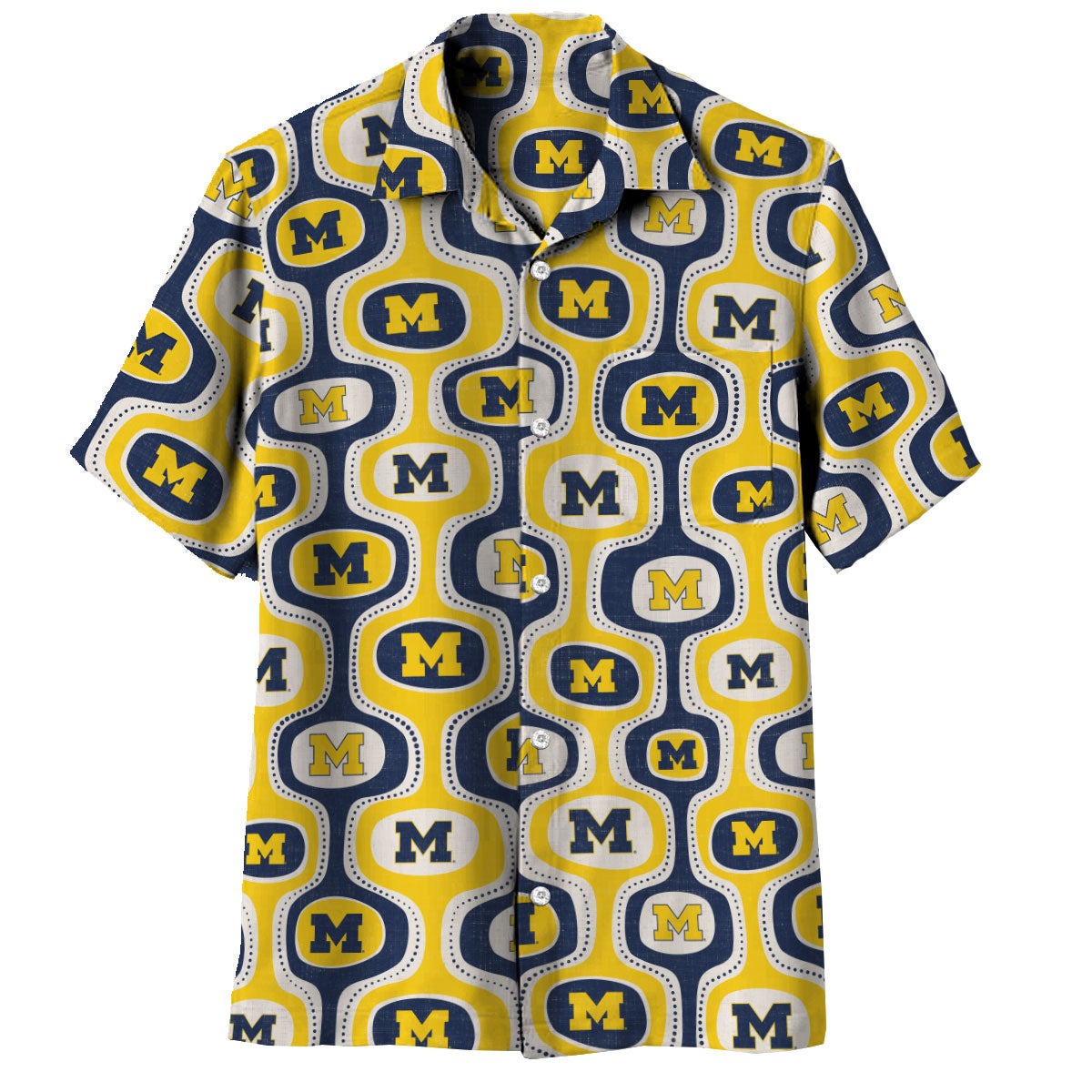Wes & Willy Michigan Wolverines Men's Cabana Short Sleeve Shirt