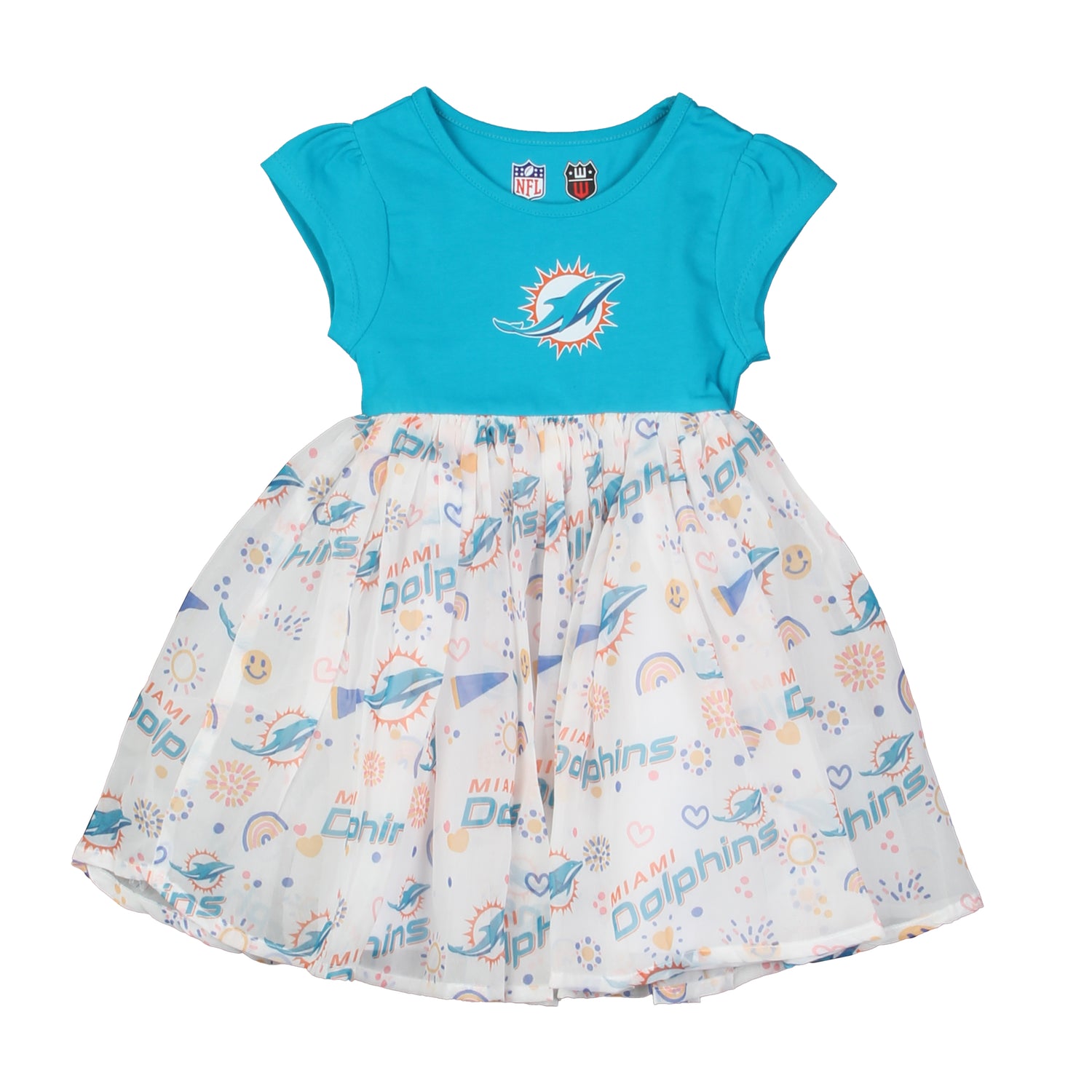 miami dolphins jersey dress Outerstuff Girls Toddler Aqua Miami Dolphins Stadium Lights Fashion Jersey Dress