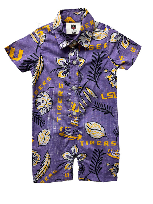 LSU Tigers Infant Floral SS Romper