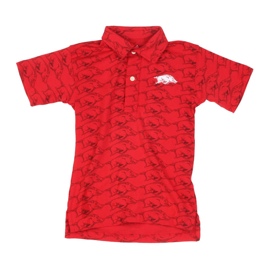 Arkansas Razorbacks Youth Allover Print Polo Shirt