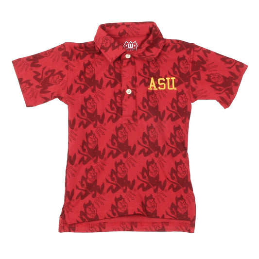 Arizona State Sun Devils Youth Allover Print Polo Shirt