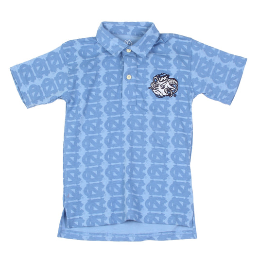 North Carolina Tar Heels Youth Allover Print Polo Shirt