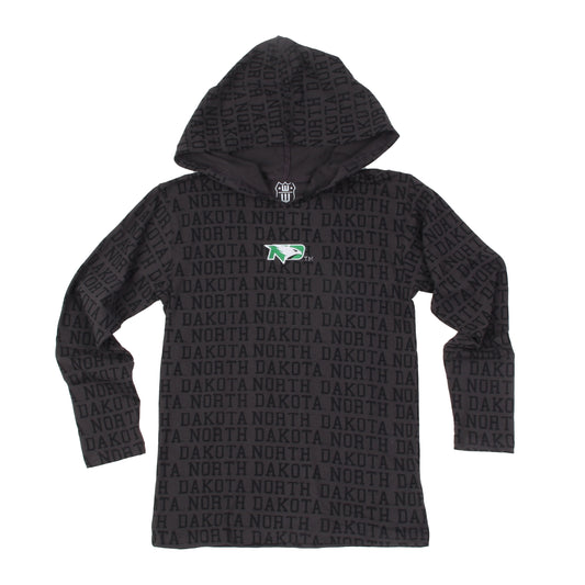 North Dakota Fighting Hawks Youth Allover Print Hoodie