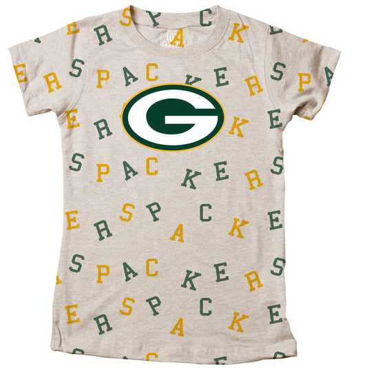 Green Bay Packers NFL Youth Girls Allover Print Team SS Tee