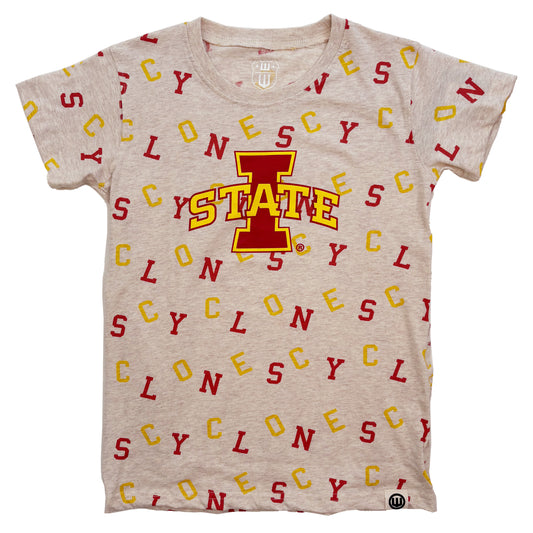 Iowa State Cyclones Youth Girls Allover Print Team SS Tee