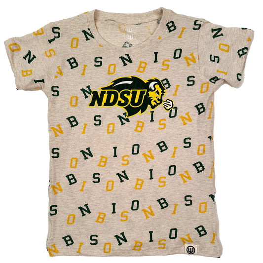 North Dakota State Bison Youth Girls Allover Print Team SS Tee