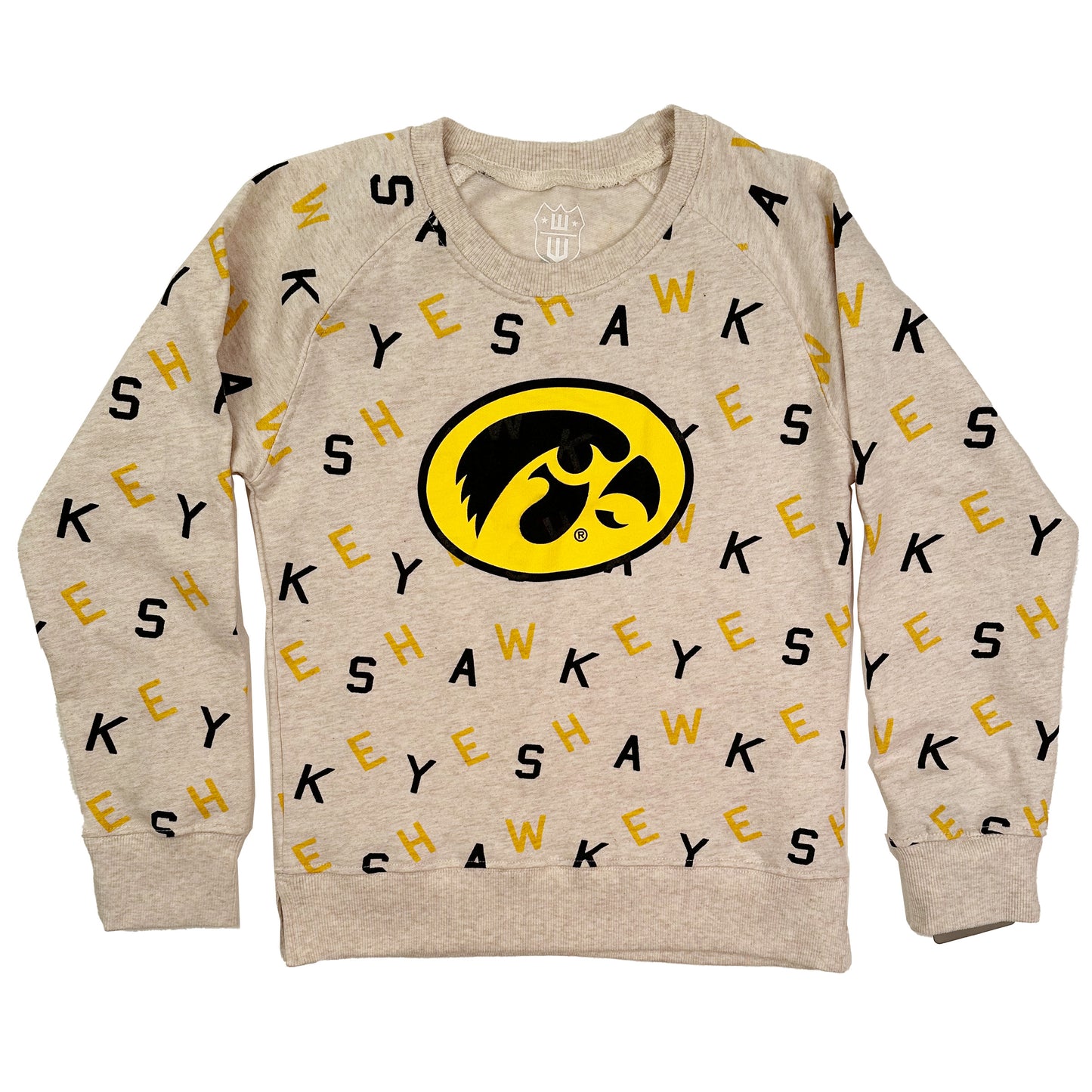 Iowa Hawkeyes Youth Girls Allover Team Fleece Crew