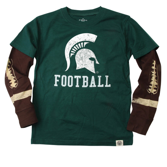 Michigan State Spartans  Youth Football Sleeve Tee