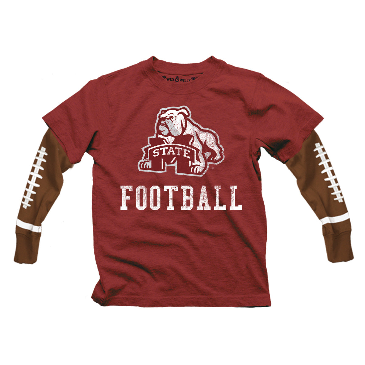 Mississippi State Bulldogs Youth Boys Football Sleeve Tee