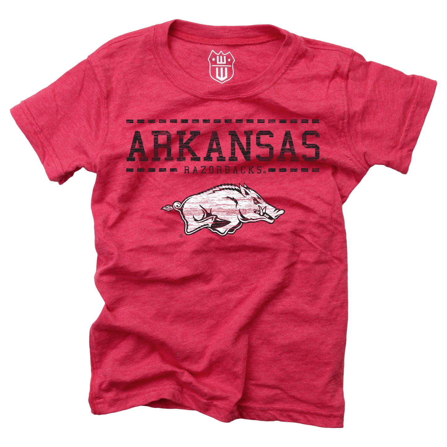 Wes and Willy NCAA Girls S/S Blended Tee Arkansas Razorbacks   Bullseye Red