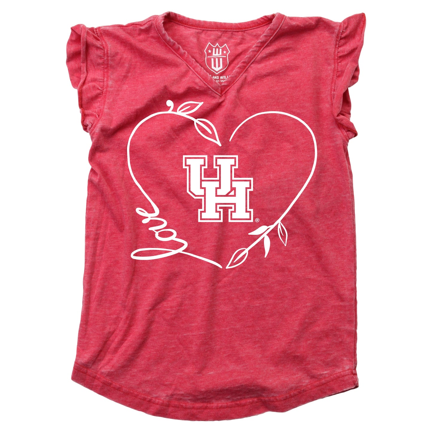 Houston Cougars Youth Girls Burnout Ruffle Sleeve Tee