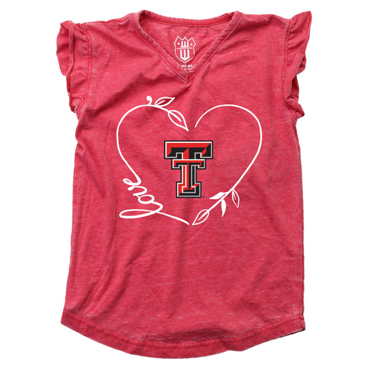 Wes and Willy Texas Tech Red Raiders Girl's Burnout Ruffle Sleeve Tee