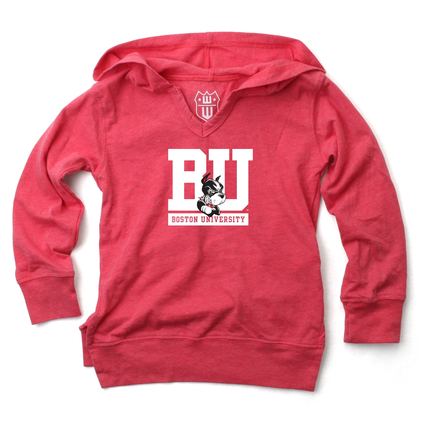 Boston University NCAA Girls VNeck Hoodie Tee
