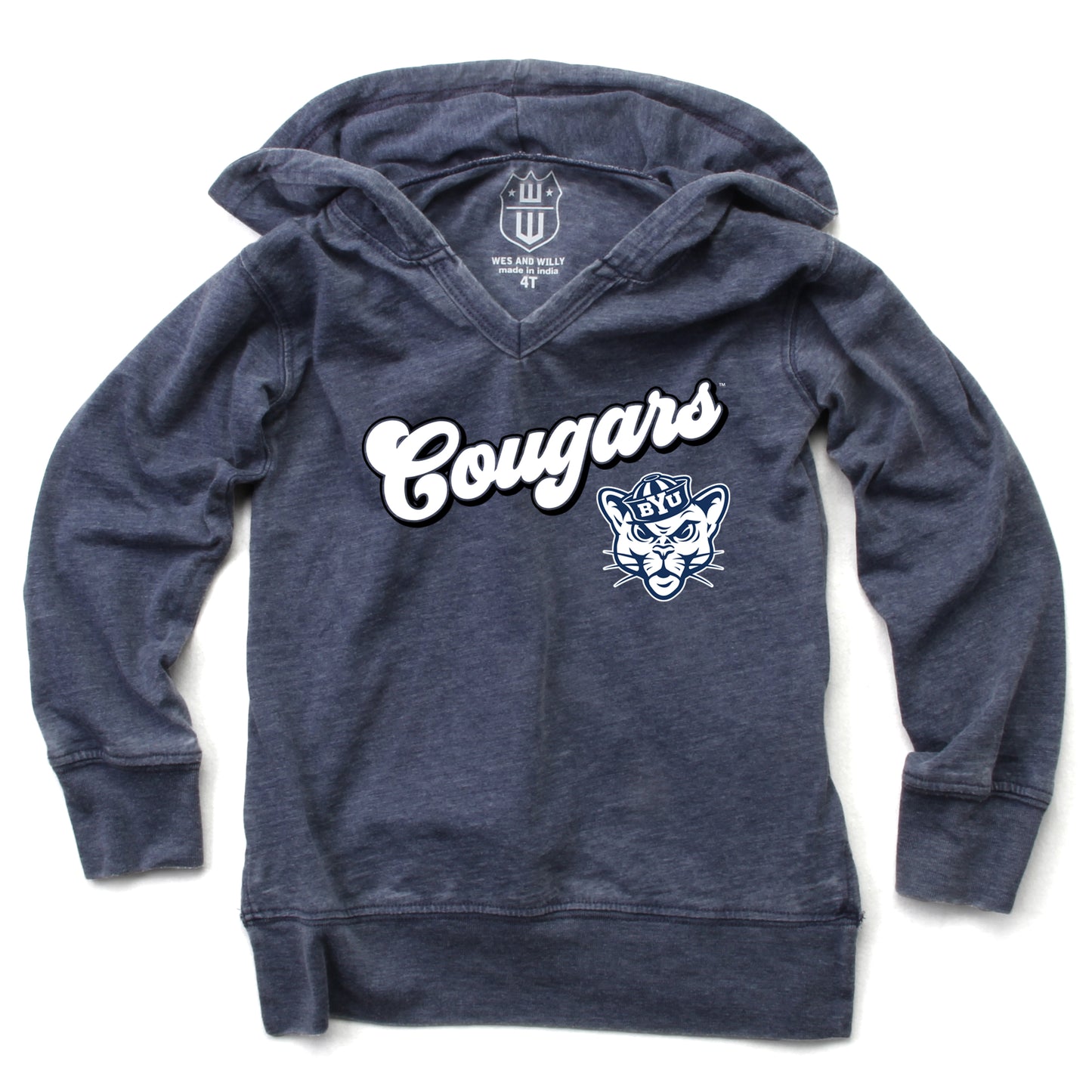 Brigham Young Cougars NCAA Girls VNeck Hoodie Tee