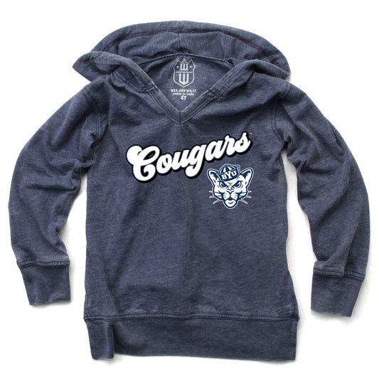 Brigham Young Cougars NCAA Girls VNeck Hoodie Tee