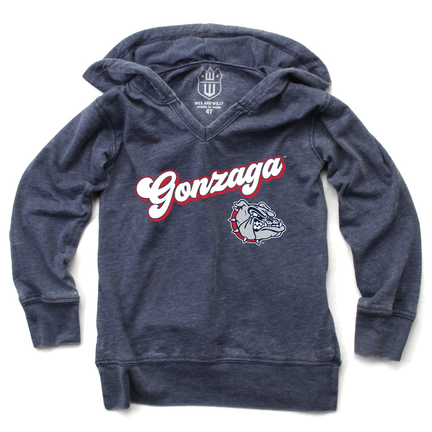Gonzaga Bulldogs NCAA Girls VNeck Hoodie Tee