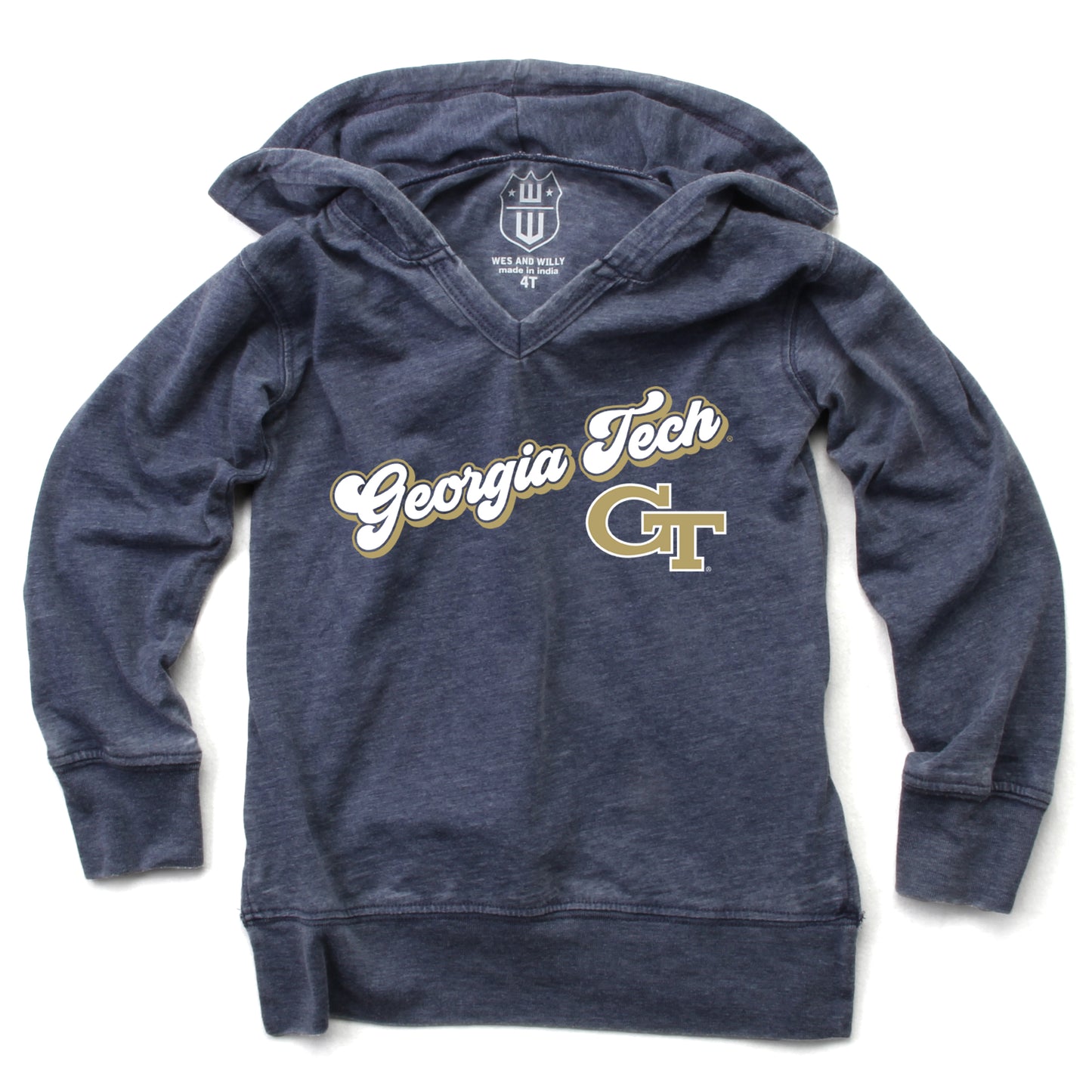 Georgia Tech Yellow Jackets NCAA Girls VNeck Hoodie Tee