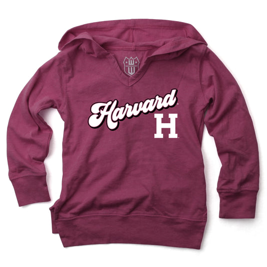 Harvard Crimson NCAA Girls VNeck Hoodie Tee